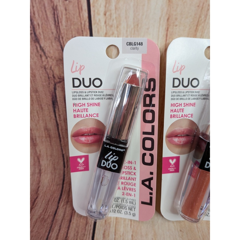 3 PK L.A. COLORS Lip Duo Twinkle Clarity Flushed High Shine Lipstick Gloss - Picture 2 of 4